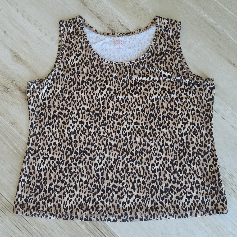 212 Collection Leopard Print Tank Top Size XL - Brown Black